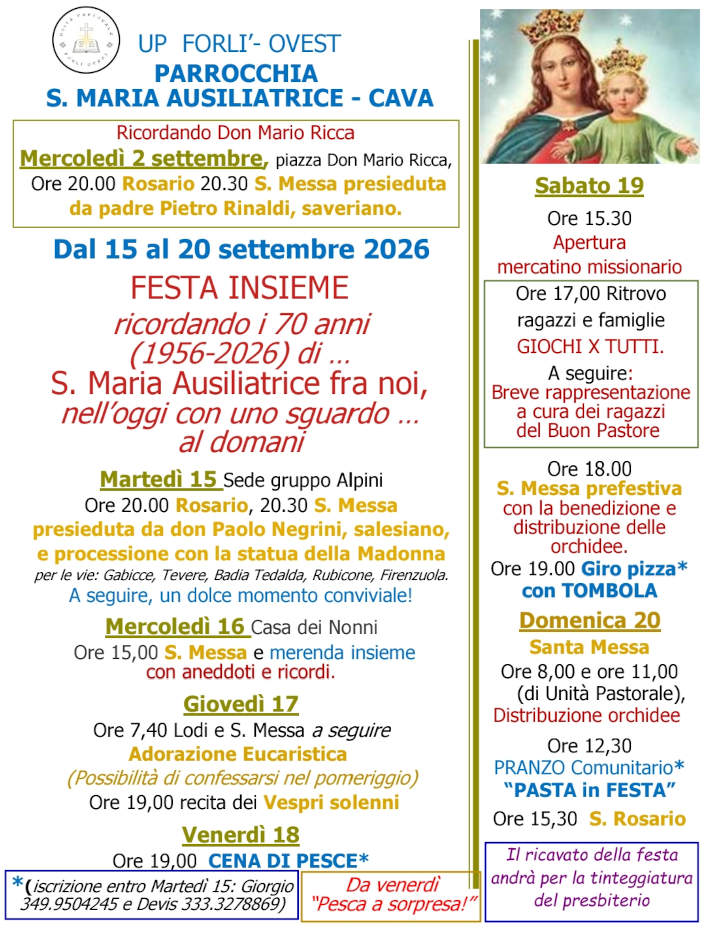 Festa parrocchiale della Cava 2026 (15-20 settembre)