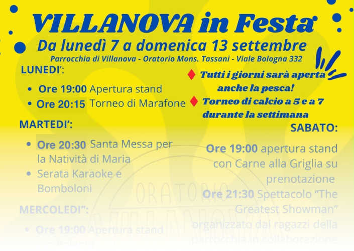 Festa parrocchiale di Villanova 2026 (7-13 settembre)