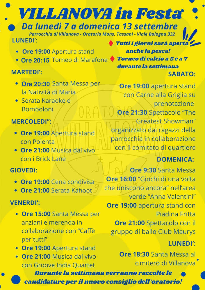 Festa parrocchiale di Villanova 2026 (7-13 settembre)