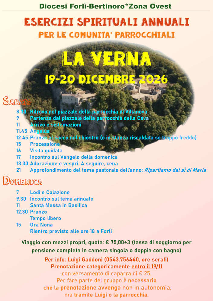 La Verna - Esercizi Spirituali 2026 (19-20 dicembre)